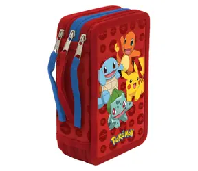 Pokémon -Federmäppchen von CYP BRAND, dreistöckig, gefüllt / Federmäppchen / 3 Fächer / Reißverschluss