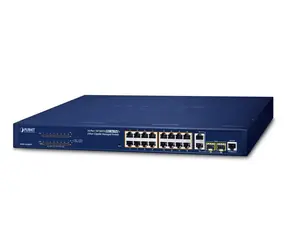 Planet PoE-Switch 16x 10/100 + 2x GbE/SFP / Switch / Managed L2 / PoE 802.3at 240 W / 7,2 Gbit/s