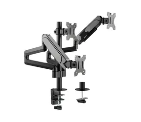 Equip -Tischhalterung für 3 Monitore, schwarz / Monitorhalterung für 17-27 Zoll / Tragkraft 7 kg / VESA 75-100 mm / 360°