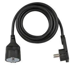 Brennenstuhl Verlängerungskabel mit Flachstecker, schwarz / Verlängerungsleitung / 2 Steckdosen / 3 m / H05VV-F 3G1.5