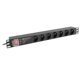 Lanberg SPD-3MP schwarz / Rack-PDU / 19" / 1 HE / 7x Typ-E-Steckdosen (FR) / 16 A / 2 m