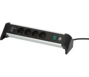 Brennenstuhl Alu-Office-Line Steckdosenleiste schwarz/Aluminium / Tischsteckdose / 4 Steckdosen / USB-A / USB-C PD 30W / 1,8 m