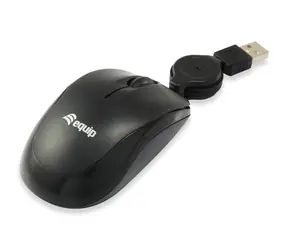 Equip mit einziehbarem Kabel / Maus / USB-A / 1000 DPI / 3 Tasten / Doppelseitig / Schwarz
