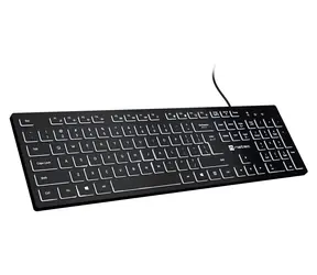 Natec Herring Glow schwarze kabelgebundene Tastatur mit Hintergrundbeleuchtung / US-Layout / 105 Tasten