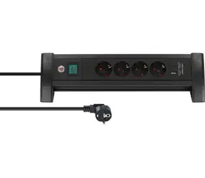 Brennenstuhl Premium Office Line schwarz / Verlängerungskabel / 4X 230 V / 1x USB-A / 1x USB-C / 1,8 m / Ein-/Ausschalter