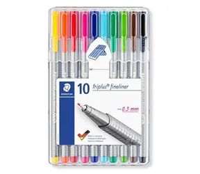 Staedtler Triplus 334 Box / Liner-Set / 10 Stück / 0,3 mm Spitze / gemischte Farben