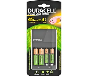 Duracell CEF14 schwarz / Ladegerät / AA, AAA / 4 NiMH-Akkus