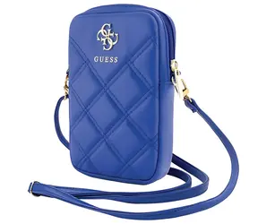 Guess PU Stepptasche mit 4G- Logo , blau / Handytasche / mit Reißverschluss