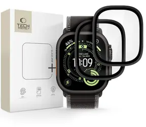 Tech-Protect Schutzglas für Apple Watch Ultra 49 mm, schwarz / Schutzglas / 2 Stück pro Packung