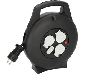 Brennenstuhl Vario-Line schwarz / Kabeltrommel / 3 Steckdosen / USB-Ladefunktion / 10 m / 2700 W
