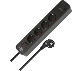Brennenstuhl Ecolor schwarz/anthrazit / Verlängerungskabel / 4X 230 V / 2x USB-C 20 W / 1x USB-A 18 W / 1,5 m / Ein-/Ausschalter
