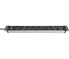 Brennenstuhl Alu-Line Cali 19" Steckdosenleiste silber/schwarz / 9-fach Steckdose / IEC C14 / 2 m / 1 HE