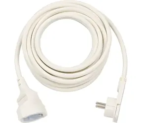 Brennenstuhl Verlängerungskabel mit flachem Winkelstecker, weiß / Verlängerungskabel / 230 V / 5 m