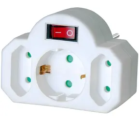 Brennenstuhl Steckdosenadapter 2+1 weiß / Steckdosenadapter / 2x Euro + 1x mit Schutzkontakt / mit Schalter