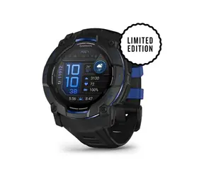 Garmin Instinct 3 AMOLED 50 mm, schwarz mit blauem Armband / Smartwatch / GPS / Bluetooth / Aktivitätsaufzeichnung / 10 ATM