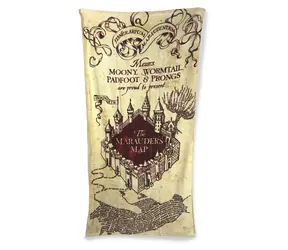 Cooles Badetuch mit Harry-Potter-Hogwarts-Karte / Badetuch / 75 × 150 cm / 100 % Baumwolle