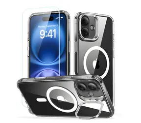 ESR Classic Hybrid HaloLock transparent / Schutzhülle mit Ständer und gehärtetem Glas / iPhone 16 PLUS / MagSafe