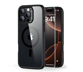 ESR Classic Hybrid HaloLock transparent, schwarzer Rahmen / Hülle + gehärtetes Glas / Apple iPhone 16 Pro Max / MagSafe