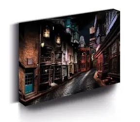 Pyramidenförmiges LED-beleuchtetes Gemälde Harry Potter - Winkelgasse / Gemälde / 30 x 40 cm / Betrieb mit 3 x AA-Batterien