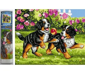 Norimpex Diamantmalerei Verspielte Welpen / 30x40 cm