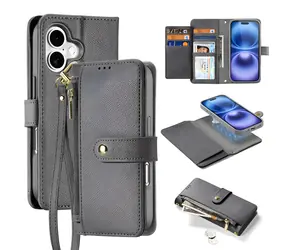 Dux Ducis Lawa grau / Lederhülle / für Apple iPhone 16