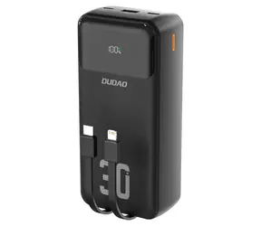 Dudao K15MAX schwarz / Powerbank / 30.000 mAh / PD 22,5 W / integrierte Kabel
