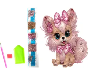 Norimpex Diamantmalerei auf Leinwand Rosa Hund / 23x30 cm