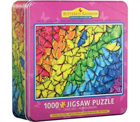 EUROGRAPHICS Puzzle Schmetterling Regenbogen in einer Metalldose / 1000 Teile / 67,6 × 48,9 cm