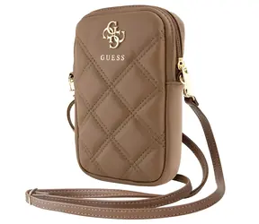 Guess PU Stepptasche mit 4G- Logo , braun / Handytasche / mit Reißverschluss