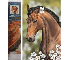 Norimpex Diamantmalerei Pferd mit Blumen / 30x40 cm