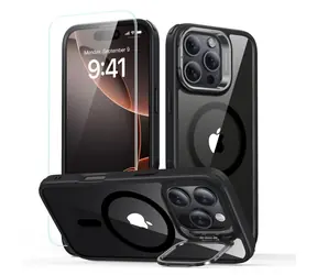 ESR Classic Hybrid HaloLock transparent / Hülle mit Ständer / Apple iPhone 16 Pro / MagSafe + gehärtetes Glas