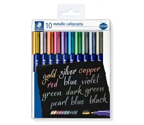 Staedtler Metallic Kalligrafie-Marker / Kalligrafiespitze / Farbmix / 10 Stück / 2,8 mm