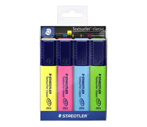 Staedtler Textsurfer Classic / Textmarker / 4er-Set im Etui / Farbmix / Keilspitze 1-5 mm