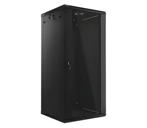 Lanberg WF01 schwarz / Wandschrank / 19" / 27 HE / 600 x 600 mm / Glastür / Tragfähigkeit 60 kg