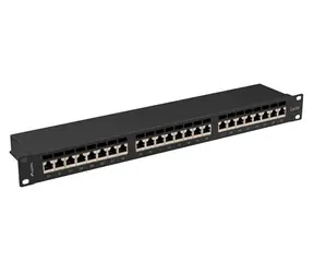 Lanberg Patchpanel schwarz / 24 Ports / RJ-45 / CAT6A / FTP geschirmt / 1 HE / 19"