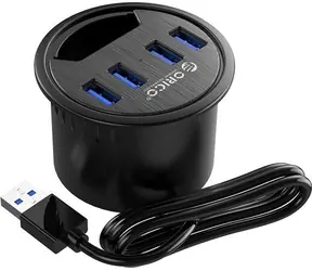 Orico USB-Hub mit 4X USB-A-Einschub für Tischplatten / USB-Hub / 4X USB-A 3.1 Gen 1 / Einschubdurchmesser 6 cm / 5 Gbit/s