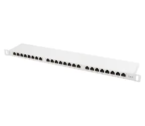 Lanberg grau / Patchpanel / 24 Ports / RJ-45 / CAT6 / FTP geschirmt / 0,5 HE / 19"