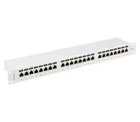 Lanberg grau / Patchpanel / 24 Ports / RJ-45 / CAT6A / FTP geschirmt / 1 HE / 19"