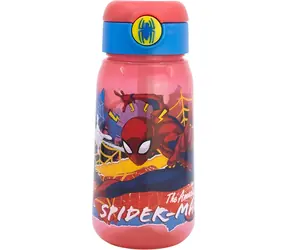STOR Spiderman Trinkflasche 510 ml / Trinkflasche / Mit Strohhalm / BPA-frei