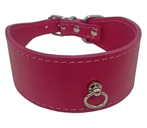 HUHUBAMBOO Hundehalsband EXKLUSIV pink M / Für Greyhounds / 40 mm x 29-34 cm / Rindsleder