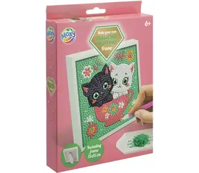 MOXY Diamantmalerei auf Rahmen Katzen 15x15 cm / ab 6 Jahren