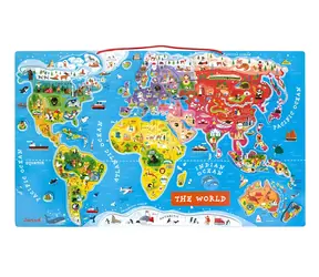 JANOD Magnetische Weltkarte auf Englisch / Wandkarte / 92 Teile / ab 5 Jahren