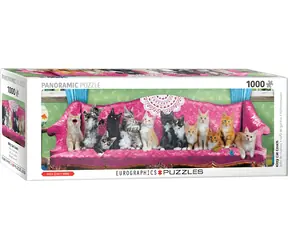 EUROGRAPHICS Panoramapuzzle Katzen auf einem Katzensofa / 1000 Teile / 99 x 33 cm