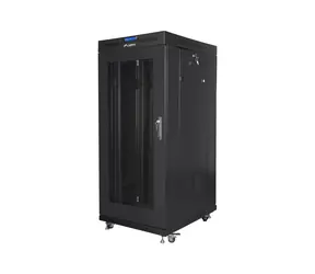 Lanberg Rack 27U schwarz / Rack-Schrank / 19" / 600 x 800 mm / Flach verpackt / Lochtür / LCD