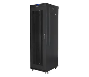 Lanberg Rack 42U schwarz / Rack-Schrank / 19" / 600 x 800 mm / Flach verpackt / Lochtür / LCD