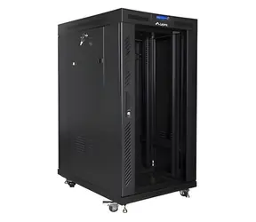 Lanberg 22U 19" schwarz / Rack-Schrank / 800 x 1000 mm / Flach verpackt / Glastür / LCD