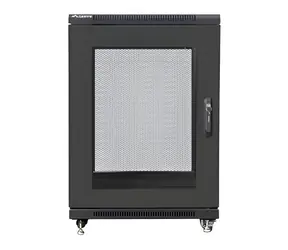 Lanberg FF01 15U 19" schwarz / Rack-Schrank / 600×800 mm / Flach verpackt / Lochtür / Freistehend