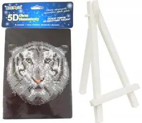 Norimpex Diamantmalerei Weißer Tiger / 15x20 cm / mit Ständer