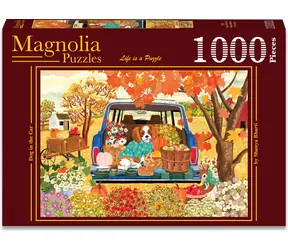 MAGNOLIA Puzzle Hund im Auto / 1000 Teile / 68 x 48 cm