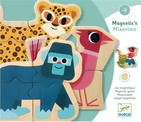 DJECO Magnetpuzzle „Verschiedene Tiere“ / Puzzle / 6 Tiere / 4 Teile / ab 2 Jahren